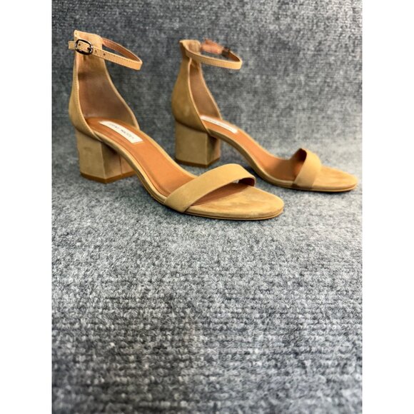 Steve Madden Shoes Women's 9M Tan Block Heels w/Ankle Strap Open Toe - Picture 1 of 14